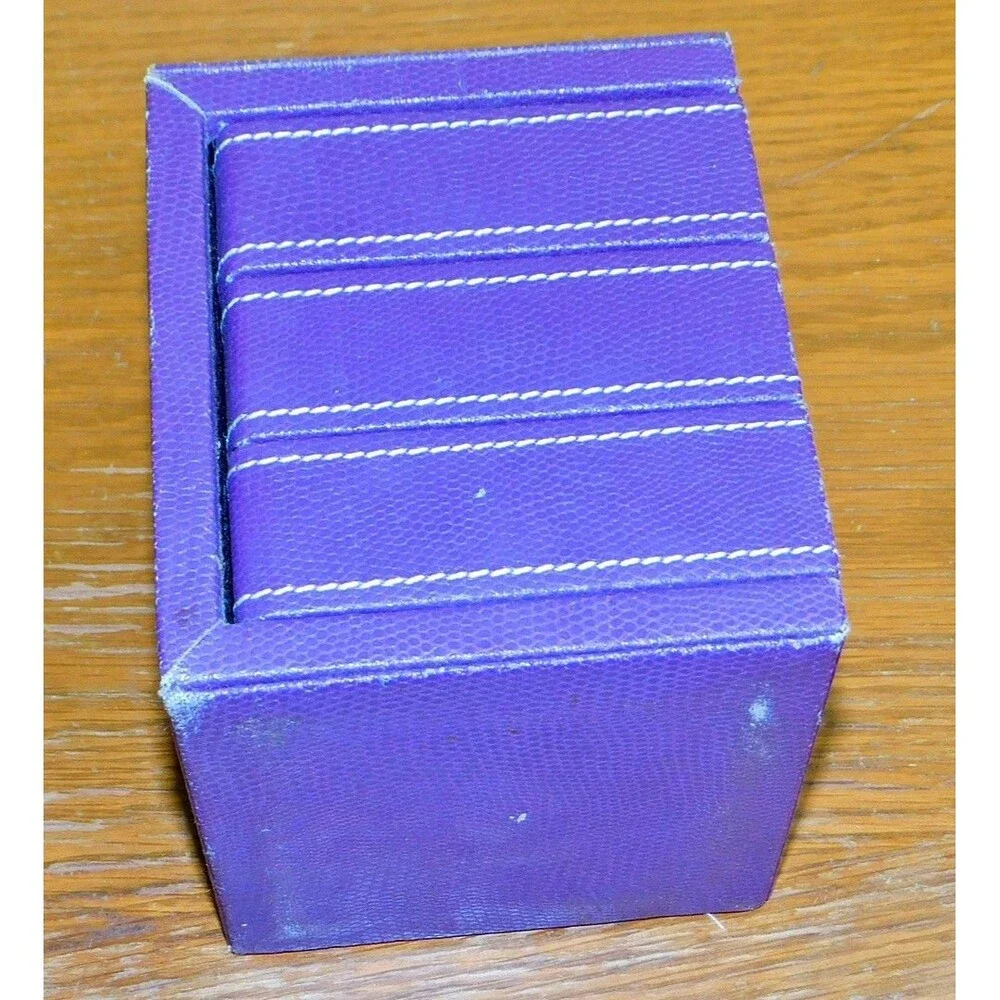 Vintage Faux Leather Purple Jewelry Box